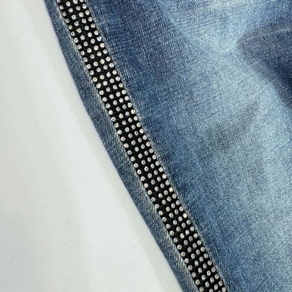 VTG Express Jeans Womens 6 Flare Y2K Low Rise Rhinestone Glam Streetwear - Picture 2 of 9